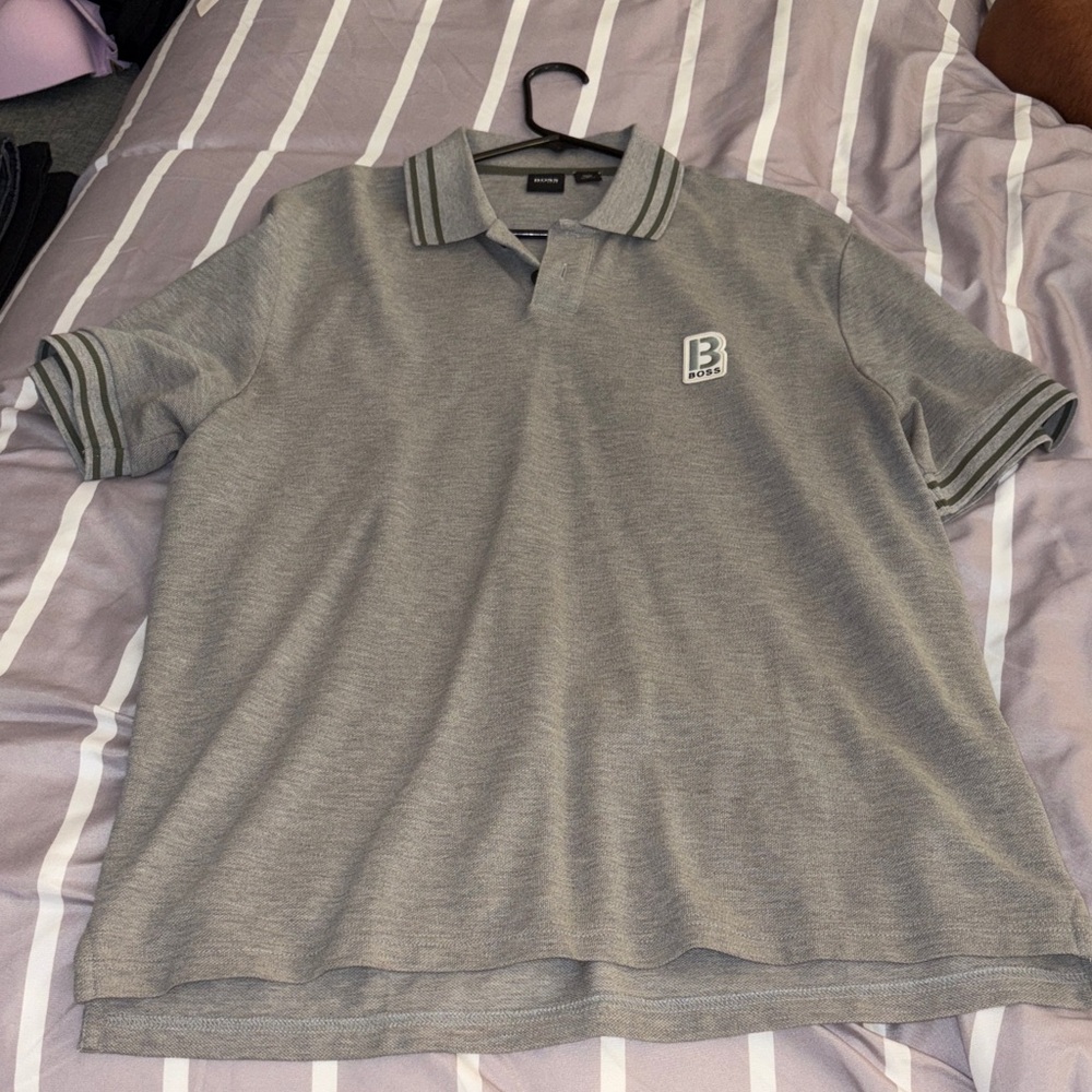 Hugo Boss Gray Polo Shirt with Logo